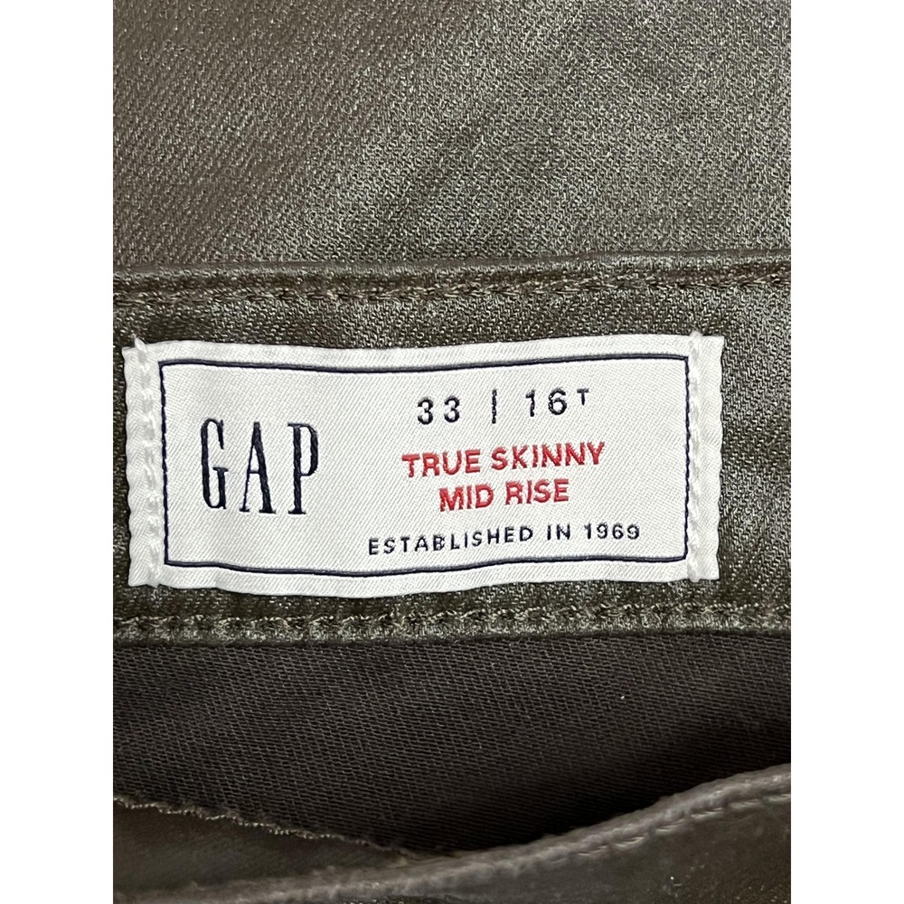 GAP Jeans Womens 33/16 Tall Brown Coated True Skinny Mid Rise Stretch - Picture 2 of 7